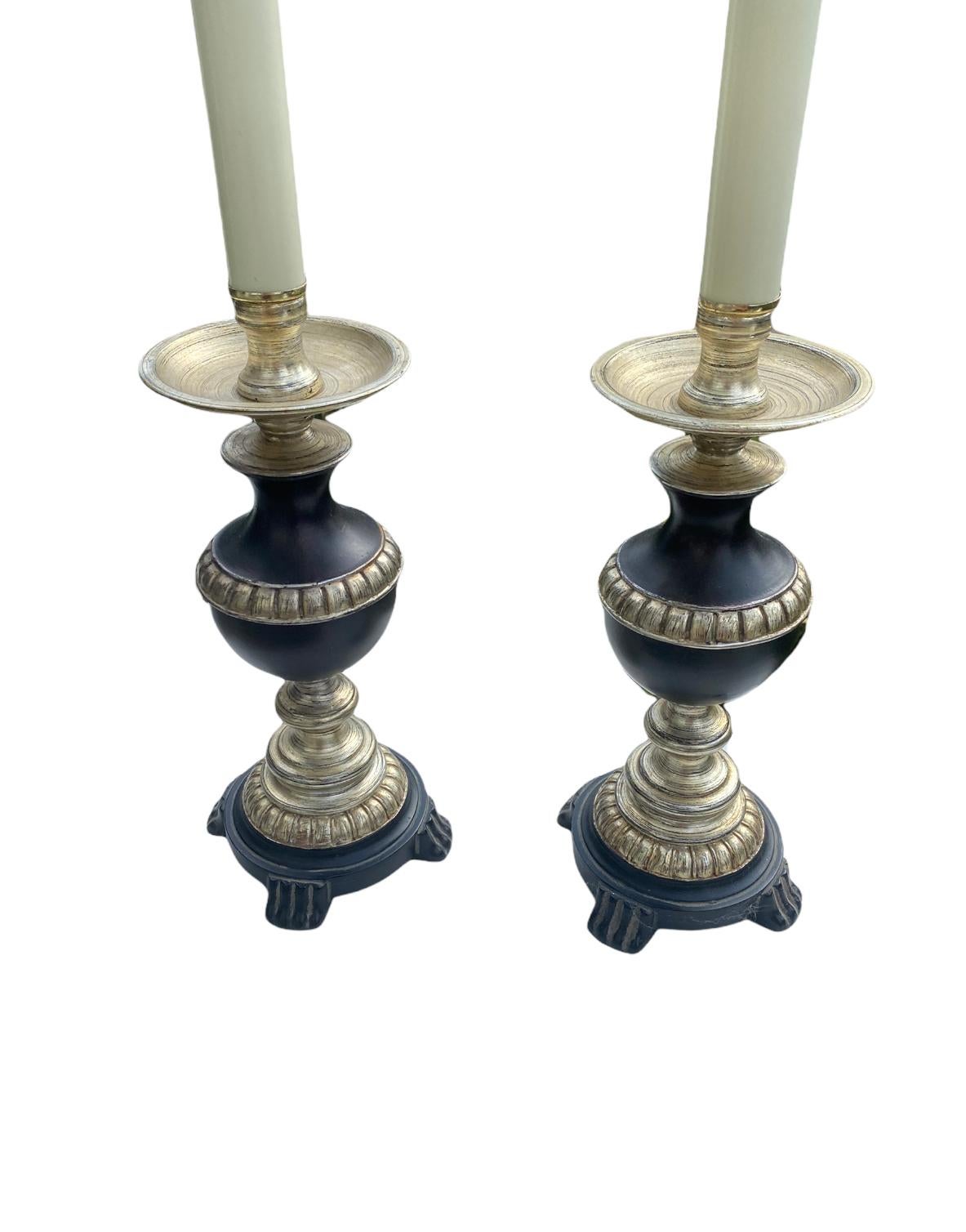 Metal Elegant Neoclassical Tuscan Style Table Lamps For Sale