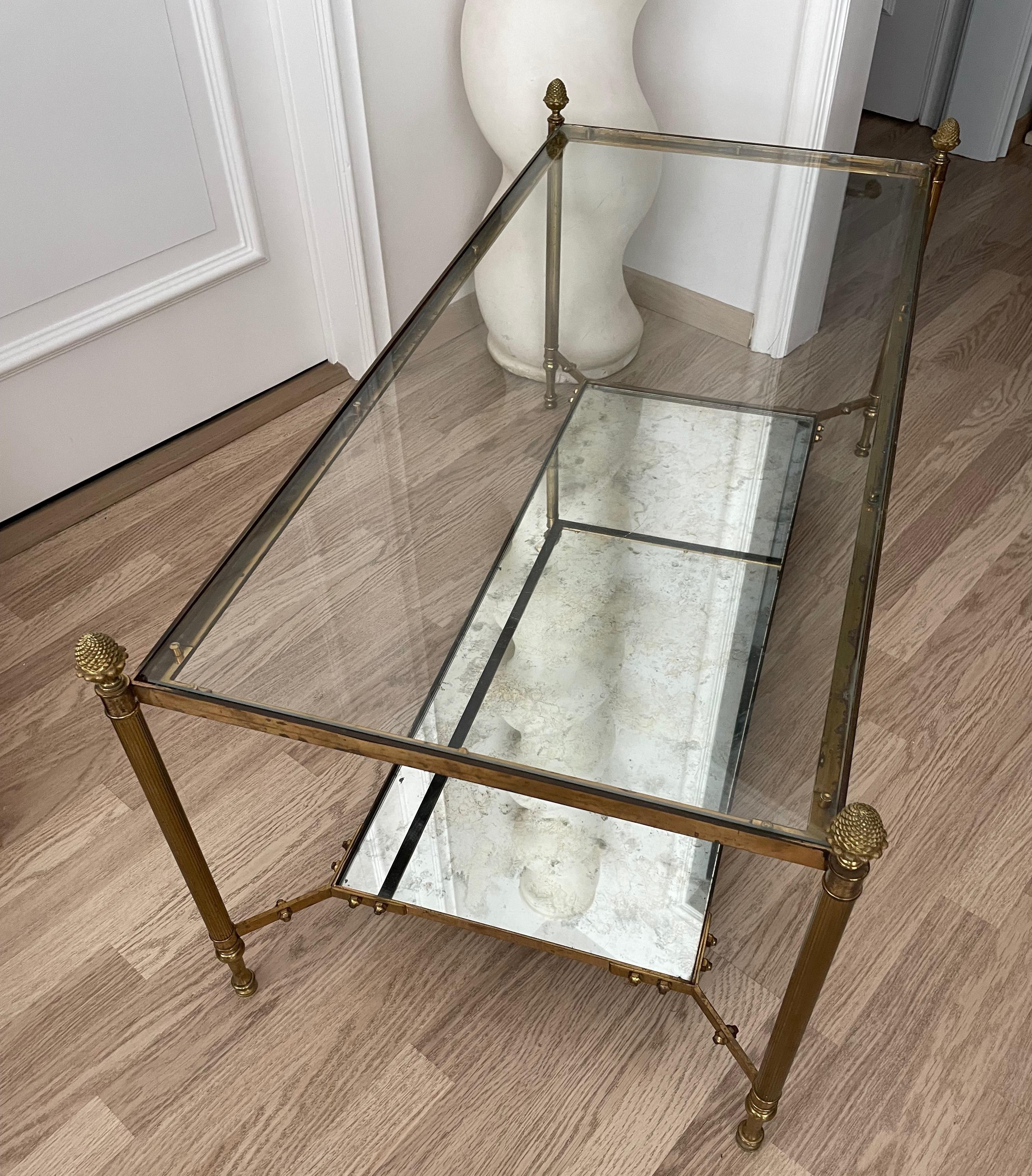Elegant Neoclassical Two Tier Brass Table by Maison Jansen, France, 1960 In Good Condition In Brussels, BE