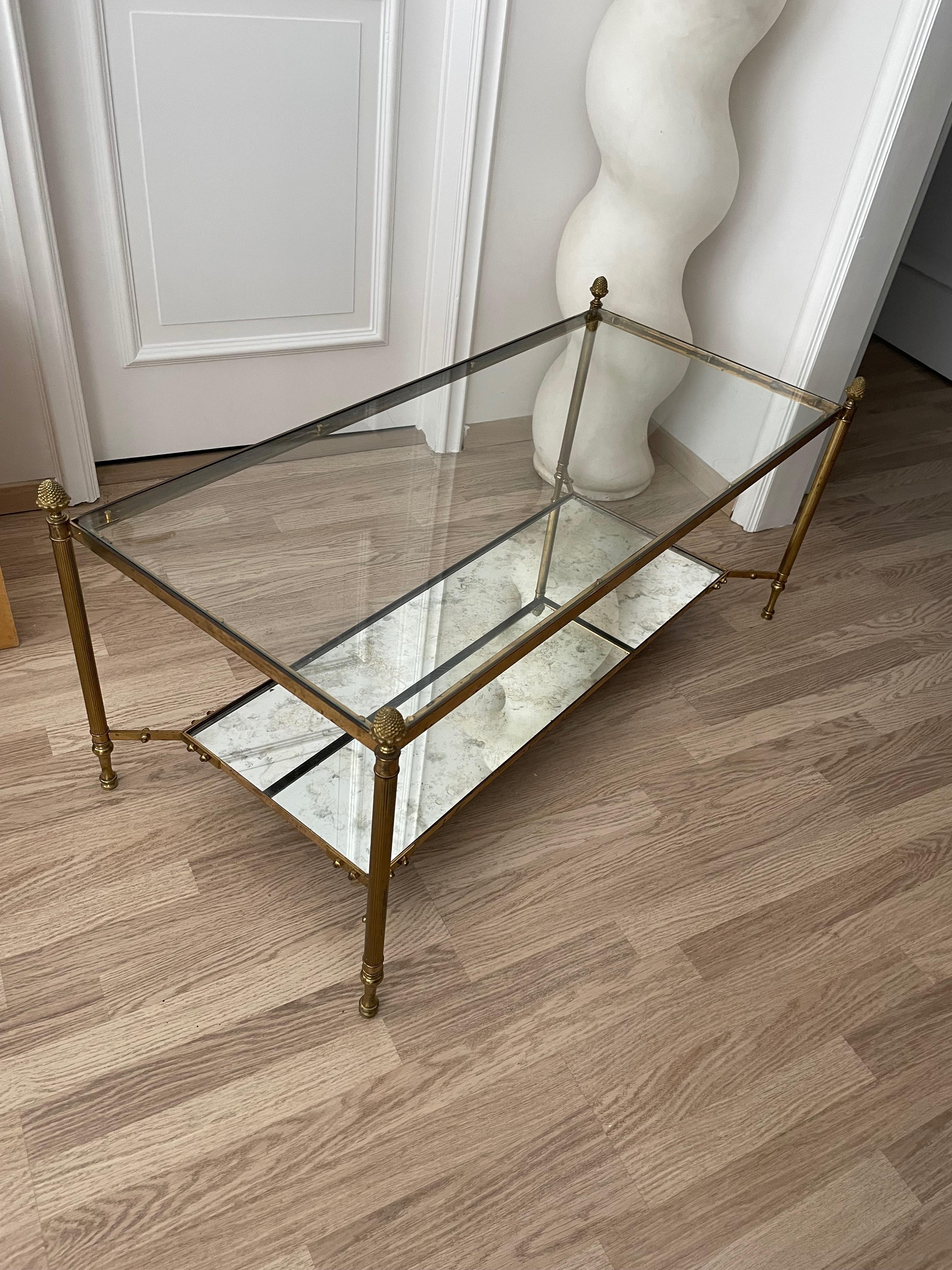 Mid-20th Century Elegant Neoclassical Two Tier Brass Table by Maison Jansen, France, 1960