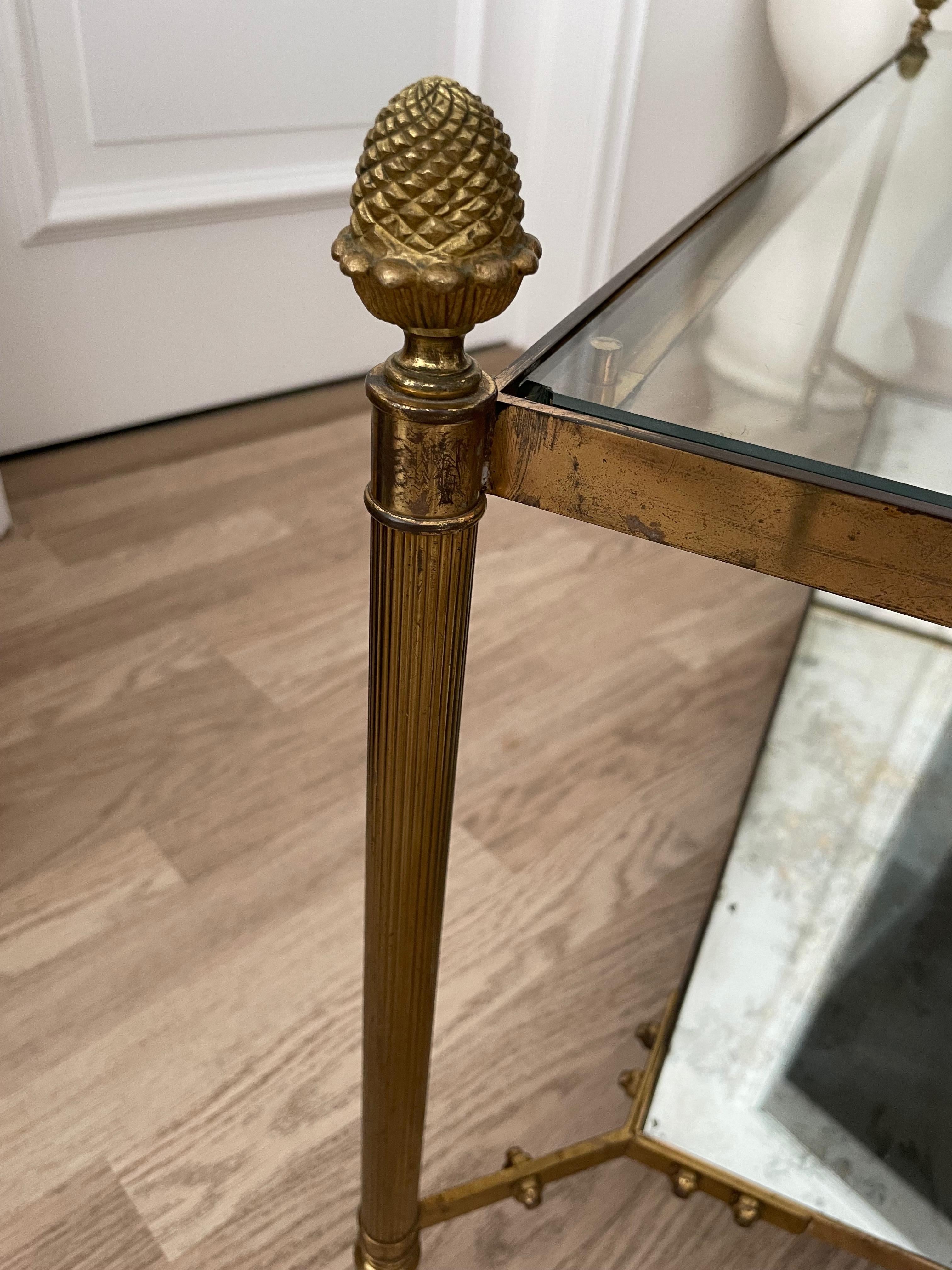 Elegant Neoclassical Two Tier Brass Table by Maison Jansen, France, 1960 1