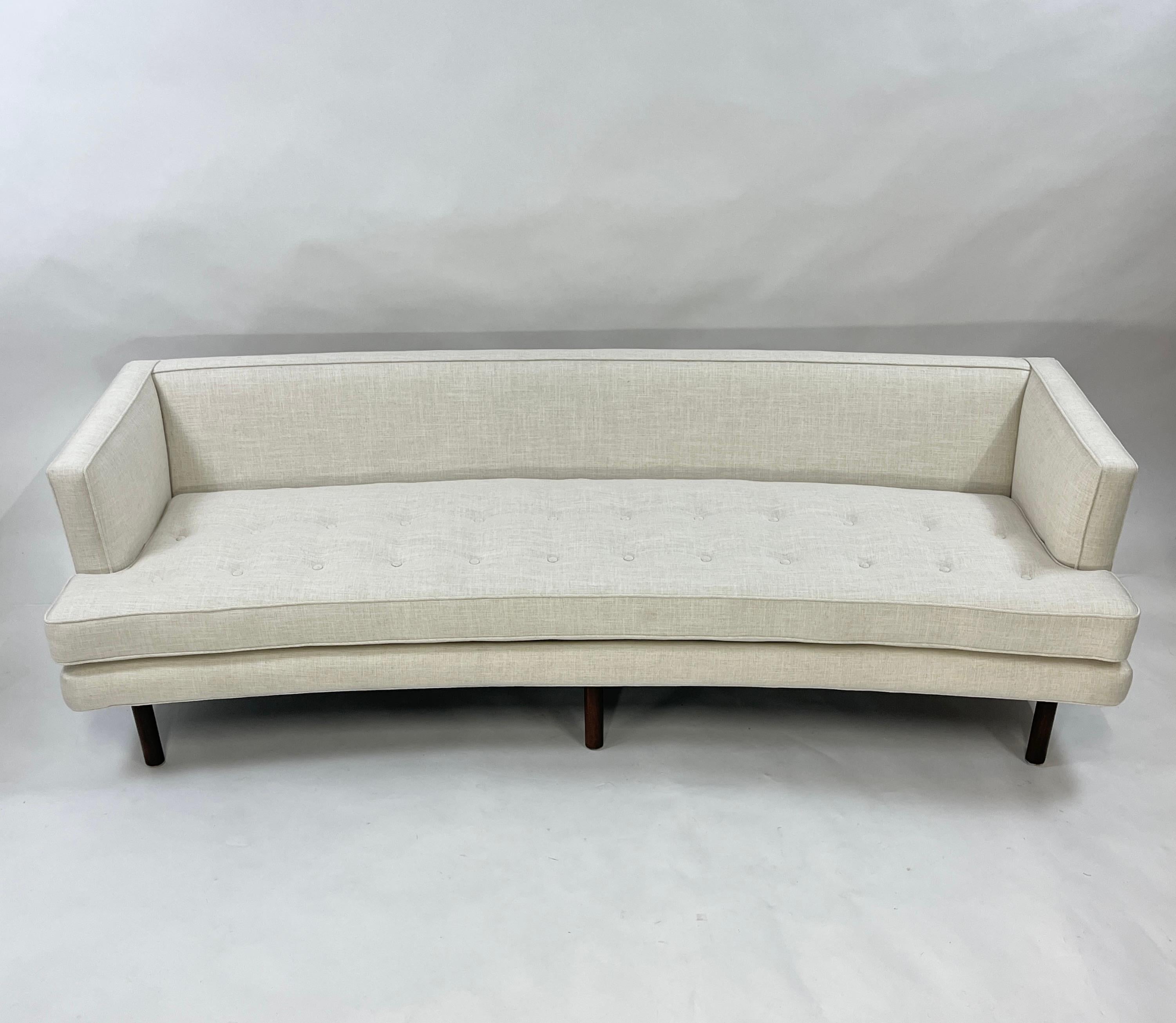 Elegant Newly Upholstered Curved Harvey Probber Sofa 7