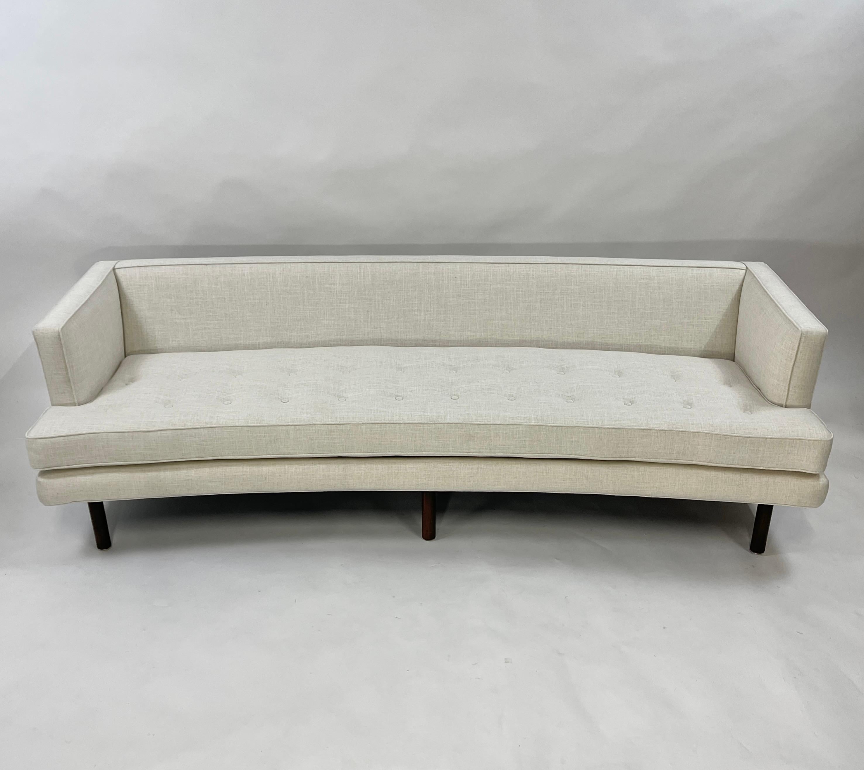 Elegant Newly Upholstered Curved Harvey Probber Sofa 8