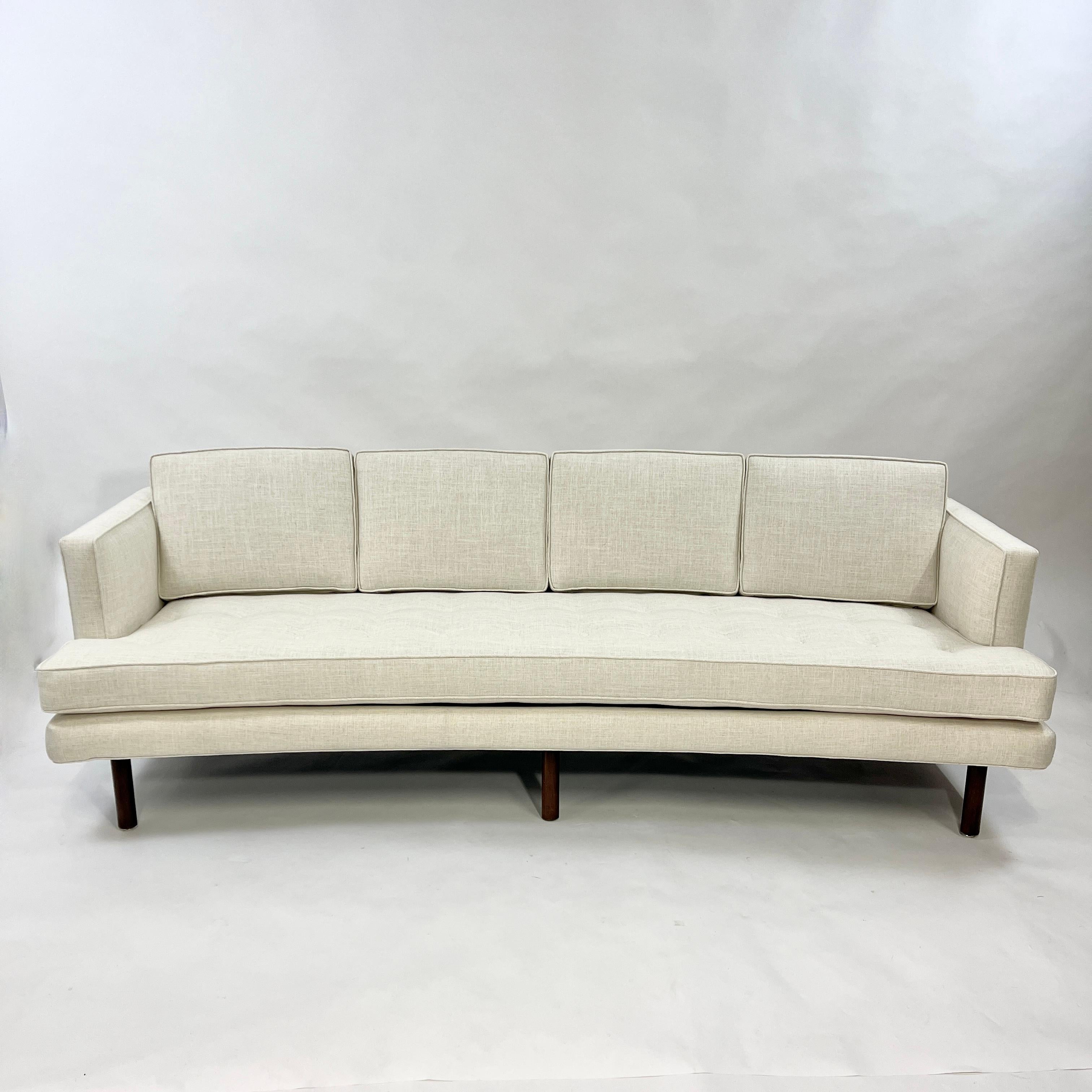 Mid-Century Modern Elegant Newly Upholstered Curved Harvey Probber Sofa  For Sale