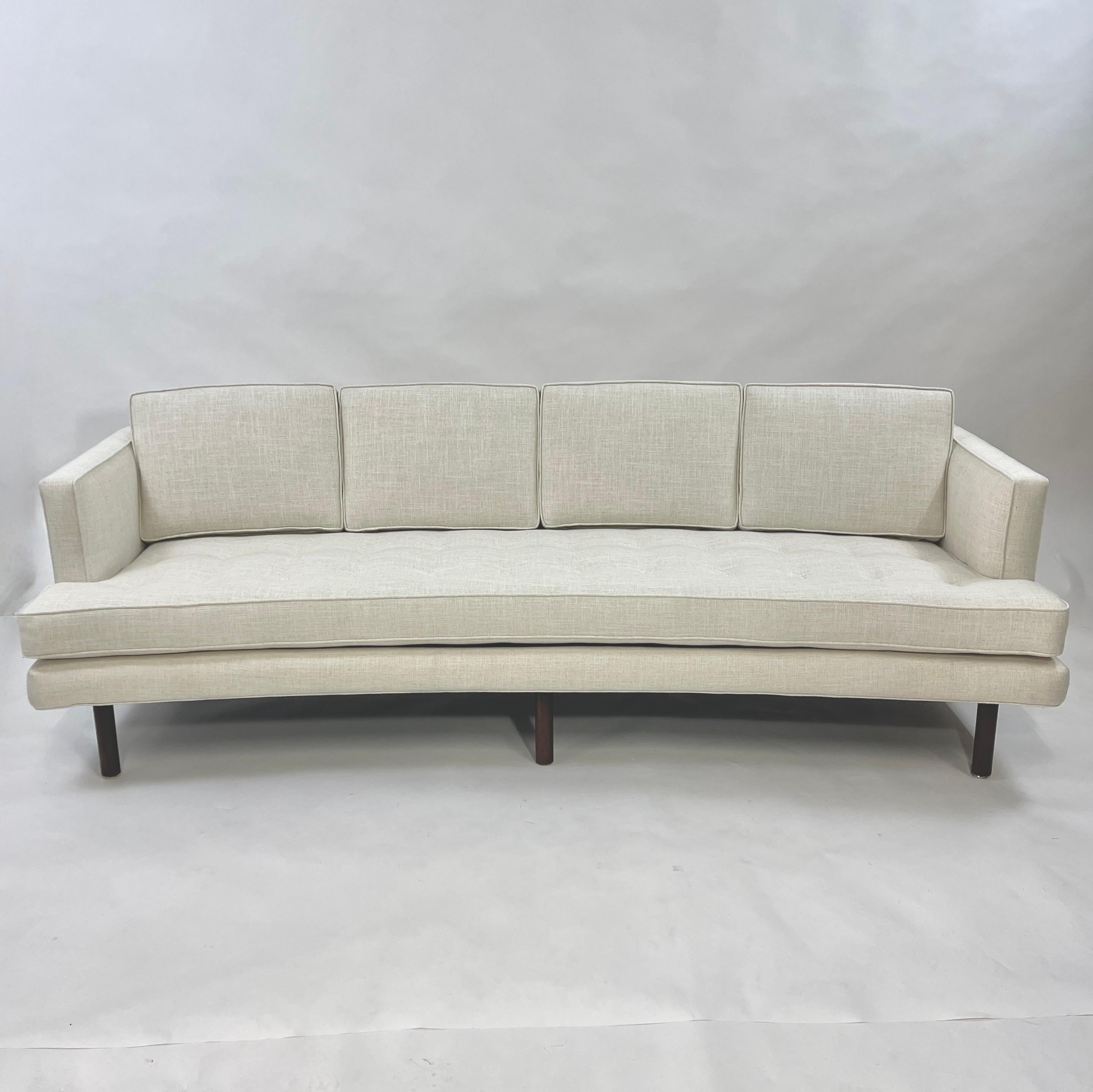 American Elegant Newly Upholstered Curved Harvey Probber Sofa  For Sale