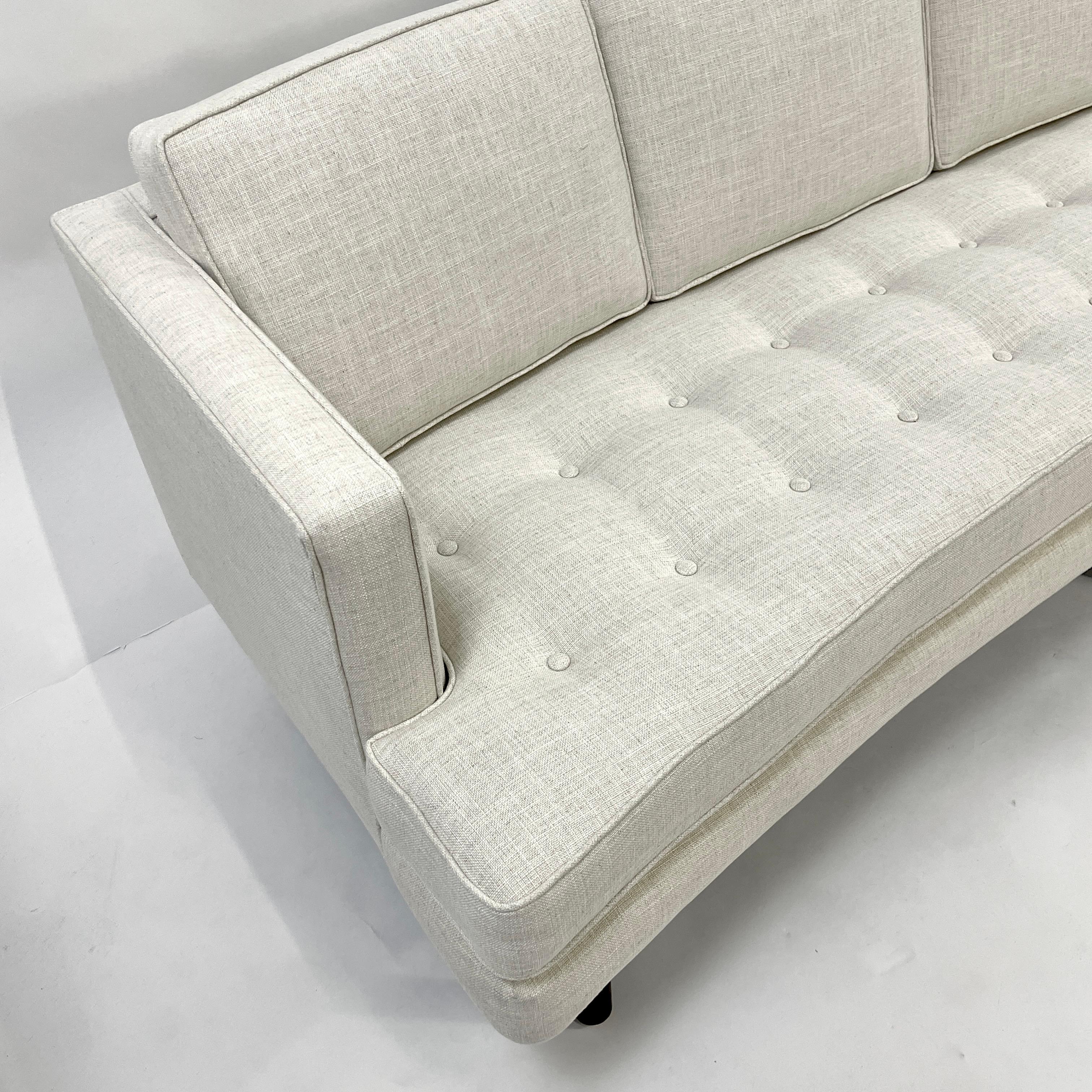 Elegant Newly Upholstered Curved Harvey Probber Sofa 1