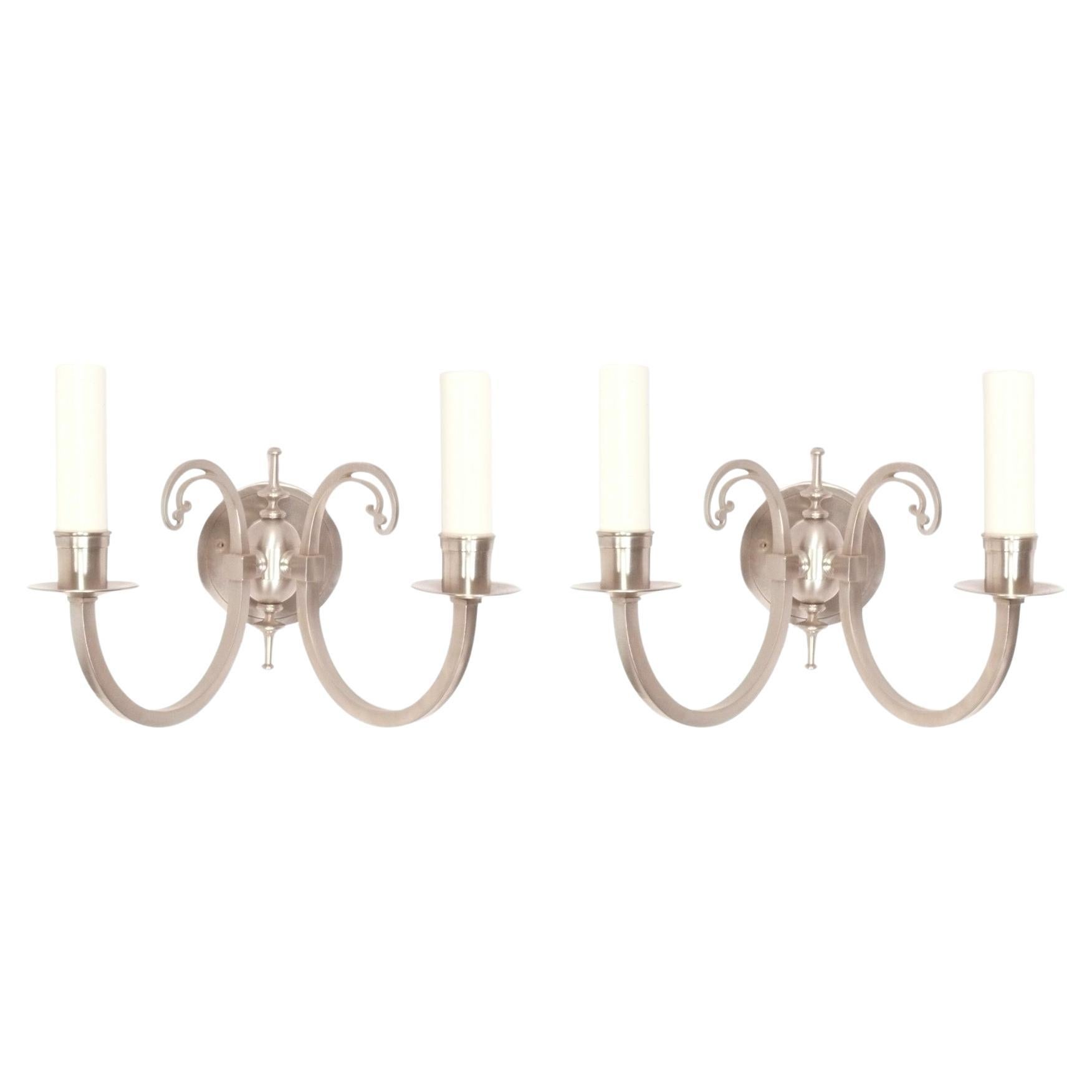Elegant Nickel Finish Sconces Regency Style 3 Pairs Available