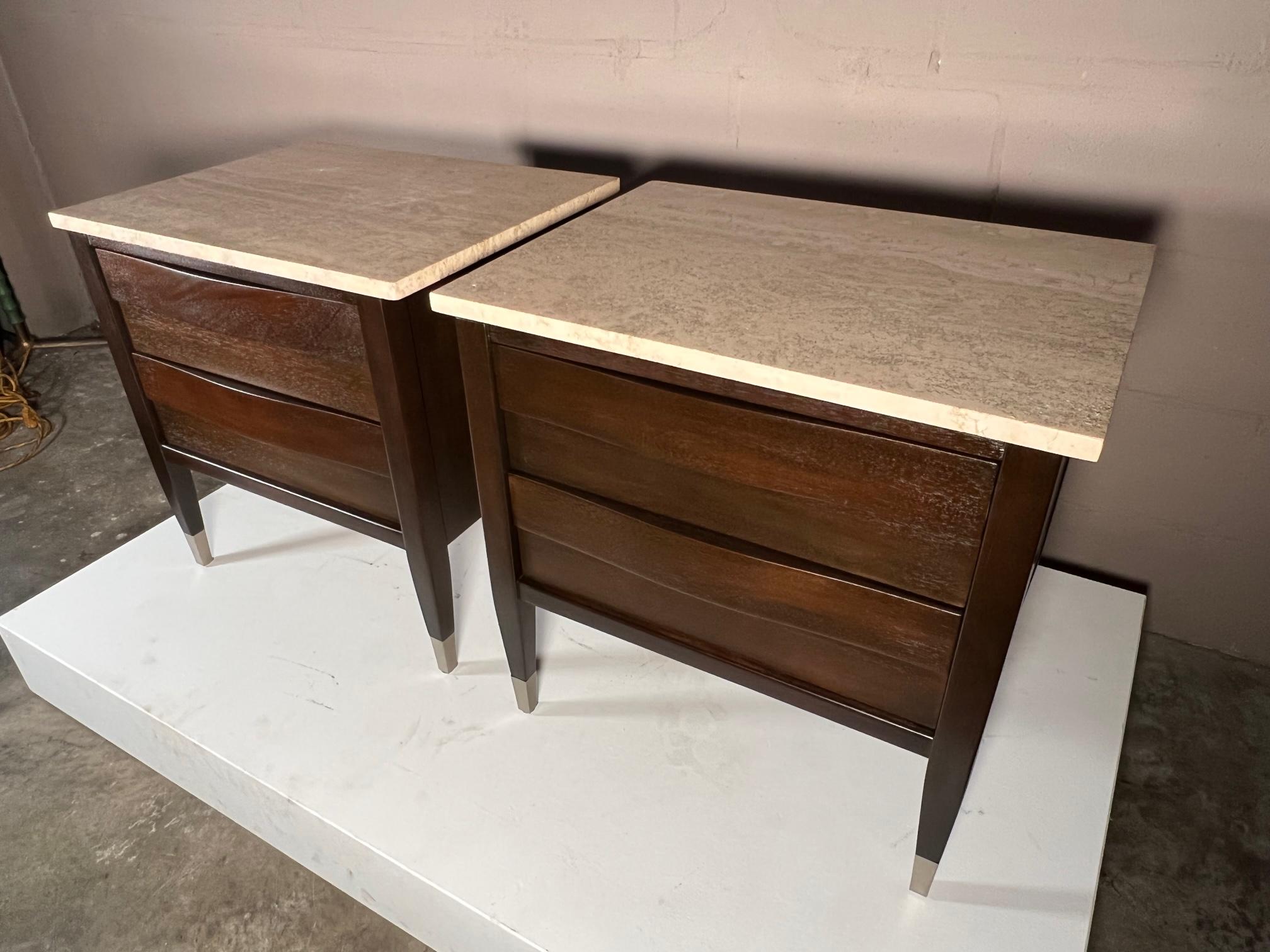 Mid-Century Modern Elegant Night Stands by American of Martinsville with Bowed Fronts For Sale