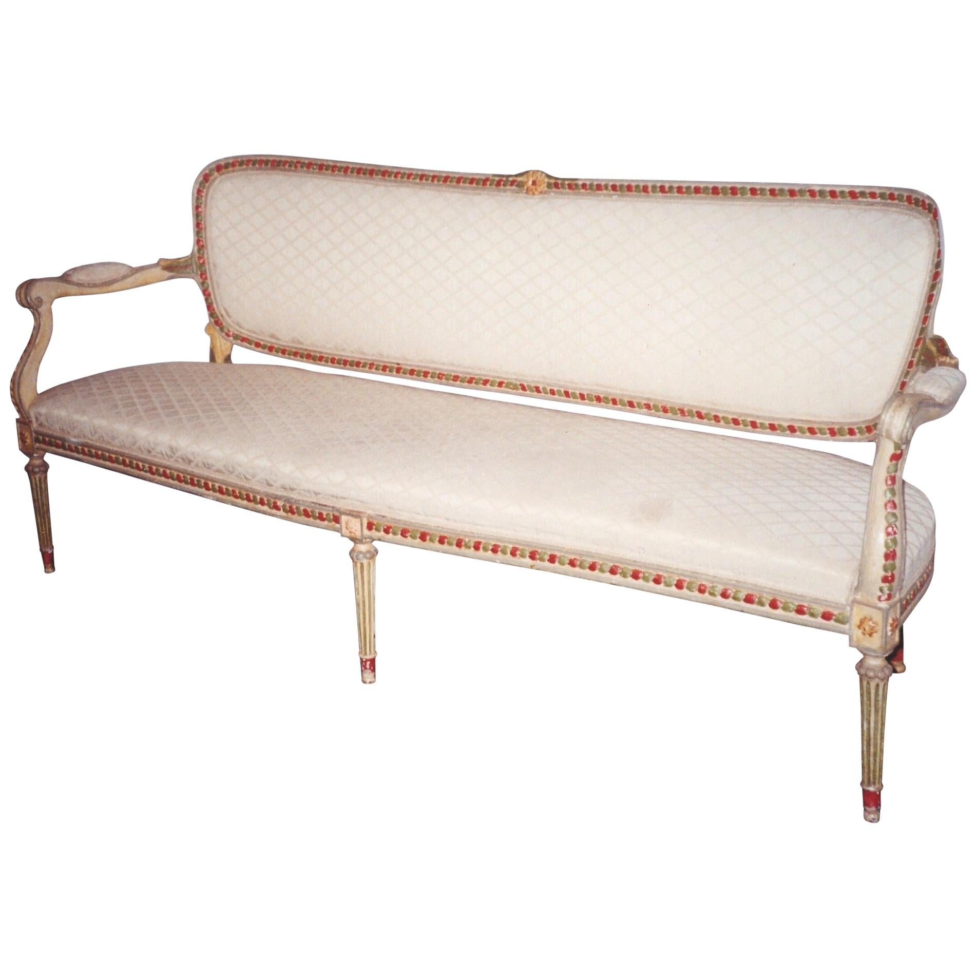 Elegant Nord Italian 18th Century Painted Sofa or Canapè