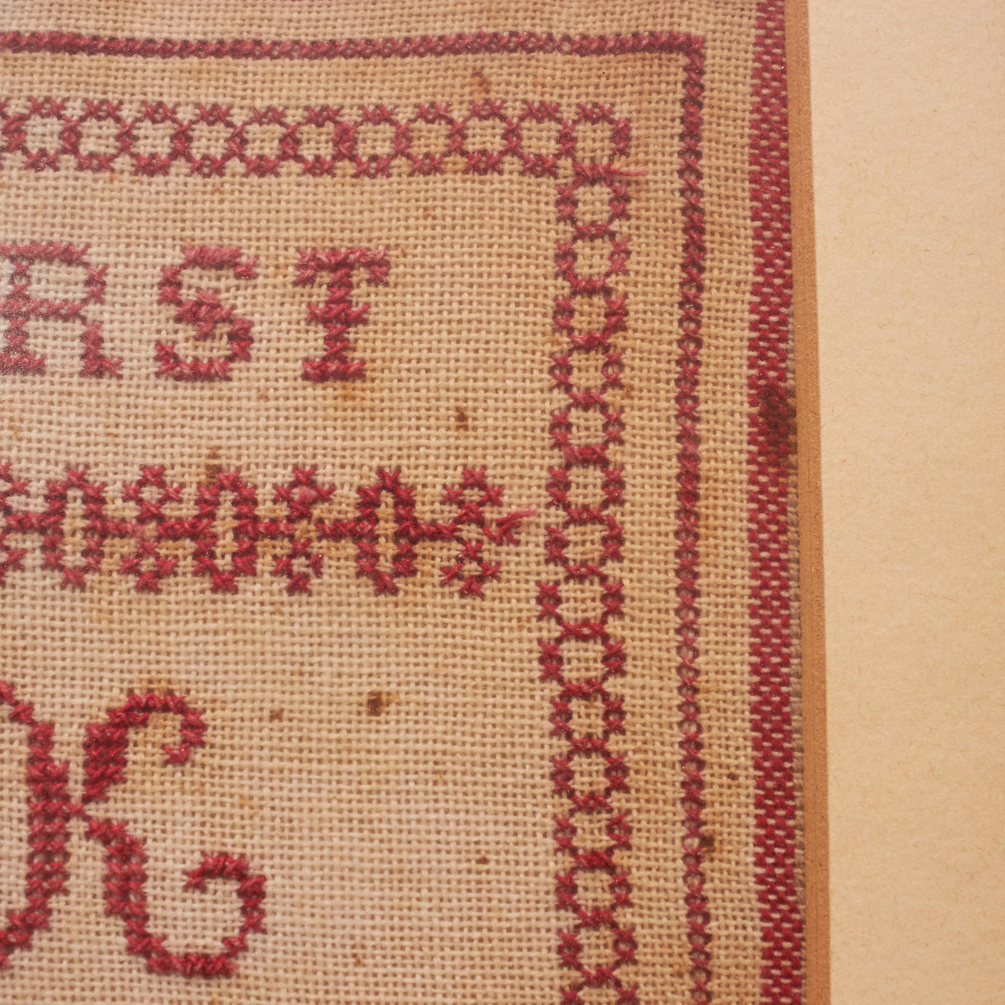 Elegant Nostalgia: Vintage 20th Century Cross-Stitch Sampler - Red on White 4