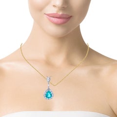 Elegant Ocean Sparkle Blue & White Diamond Pendant Necklace in Sterling Silver