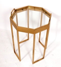 Elegant Octagonal Brass End Table Mid Century Modern