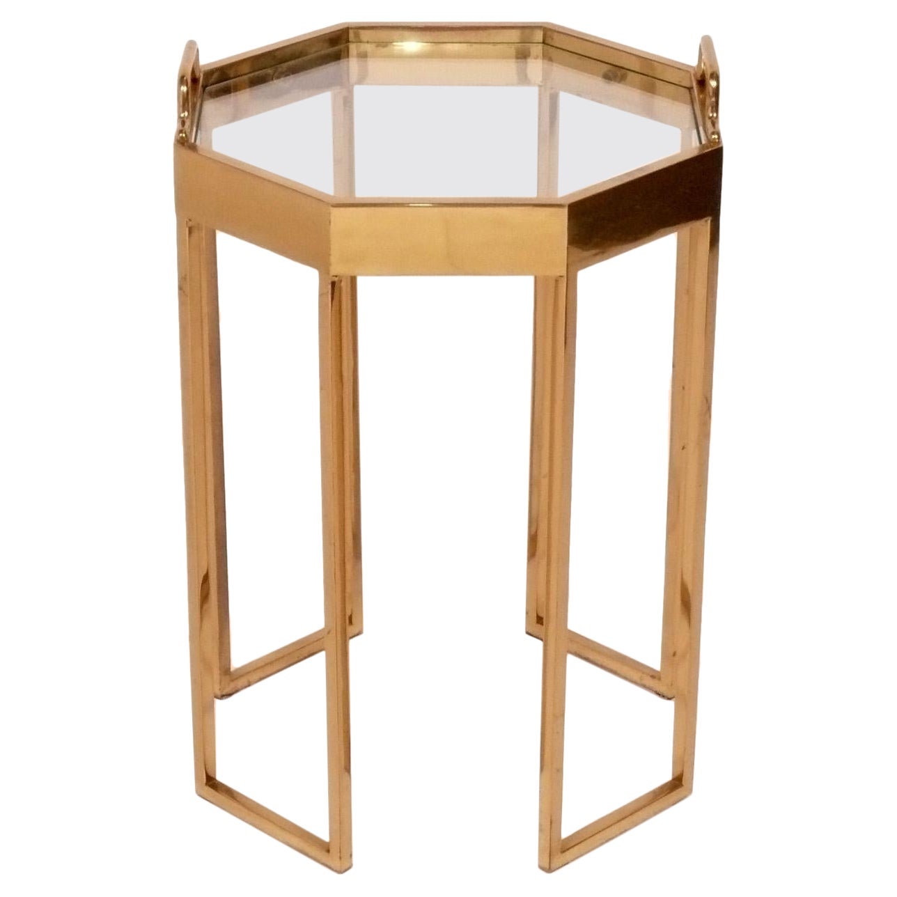 Elegant Octagonal Brass End Table Mid Century Modern (Table d
appoint octogonale en laiton)