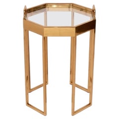Elegant Octagonal Brass End Table Mid Century Modern (Table d
appoint octogonale en laiton)