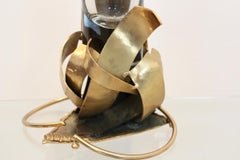 Elegant One of a Kind Massive Brass Sculpture and Vase by Marc d’Haenens, Signed