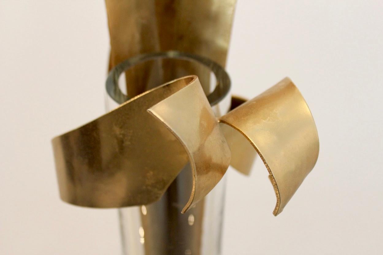 Elegant One of a Kind Massive Brass Sculpture and Vase by Marc d’Haenens, Signed In Good Condition For Sale In Voorburg, NL