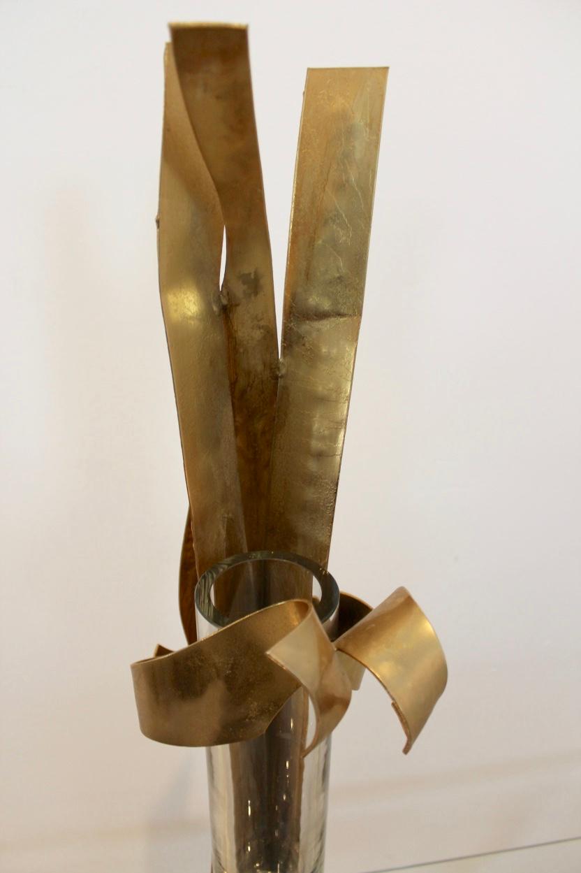 Elegant One of a Kind Massive Brass Sculpture and Vase by Marc d’Haenens, Signed For Sale 1