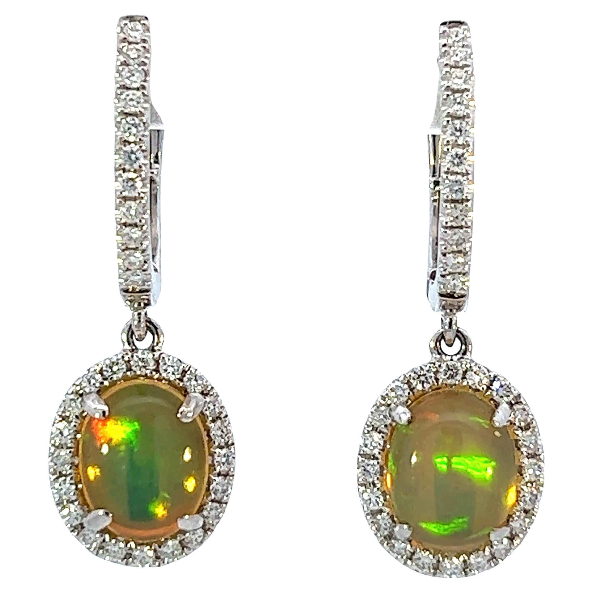 Elegant Opal and Diamond Earrings