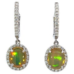 Elegant Opal and Diamond Earrings