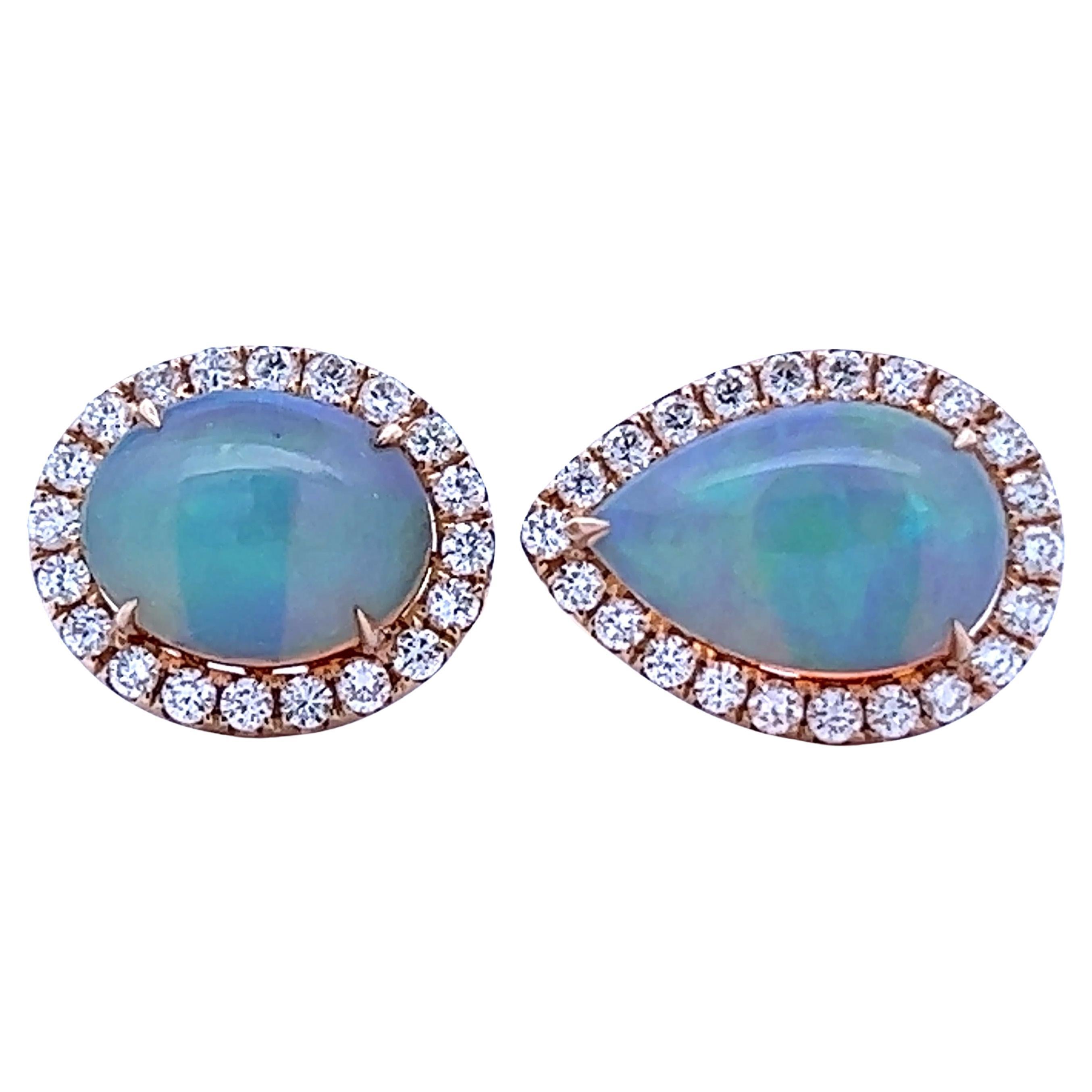 Elegant Opal and Diamond Earrings For Sale