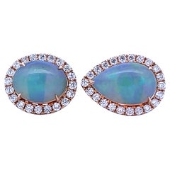 Elegant Opal and Diamond Earrings