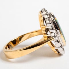 Elegant Opal & Diamond Cluster Ring, 'Approx 1 Carat'