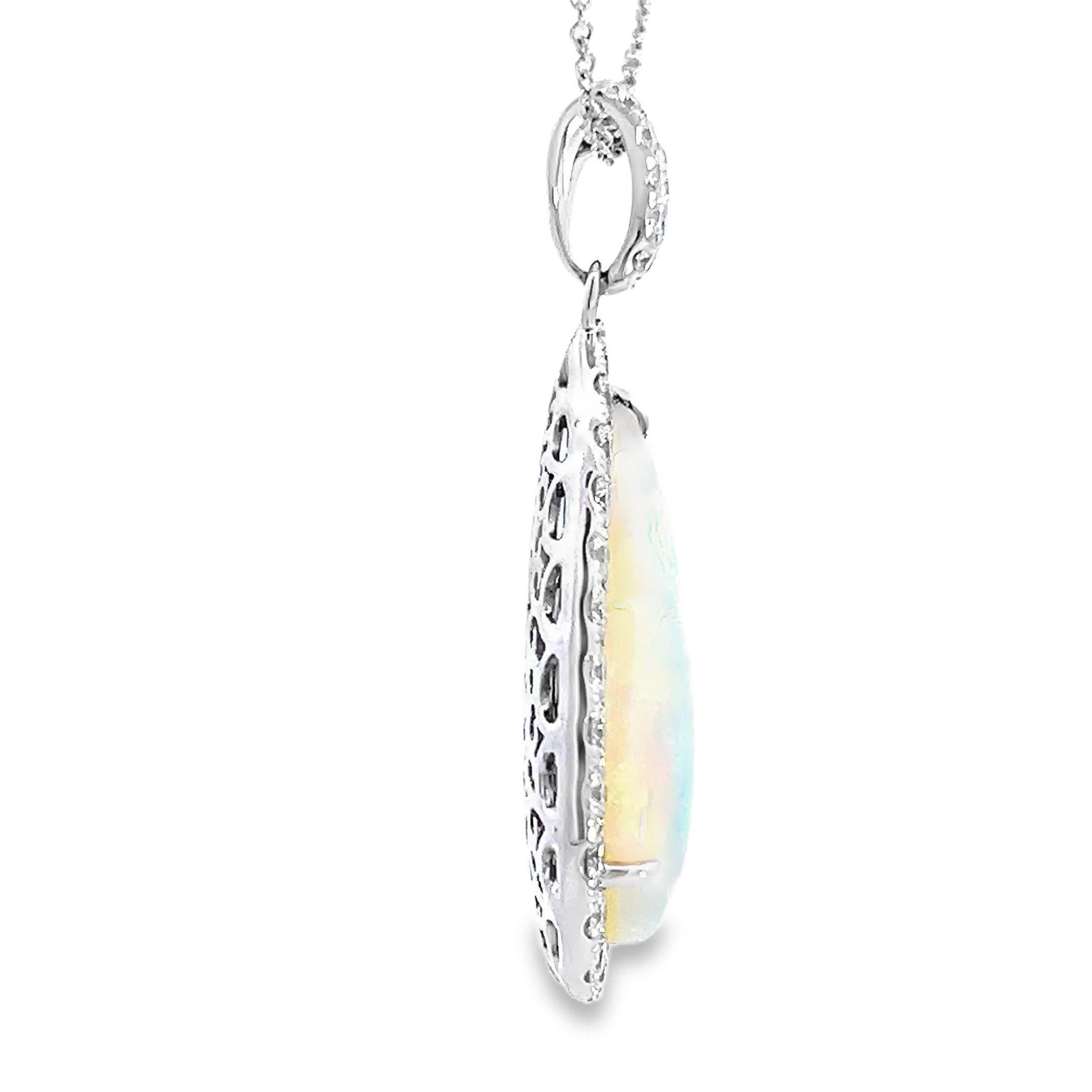 Women's Elegant Opal Pendant with Diamond Accents For Sale