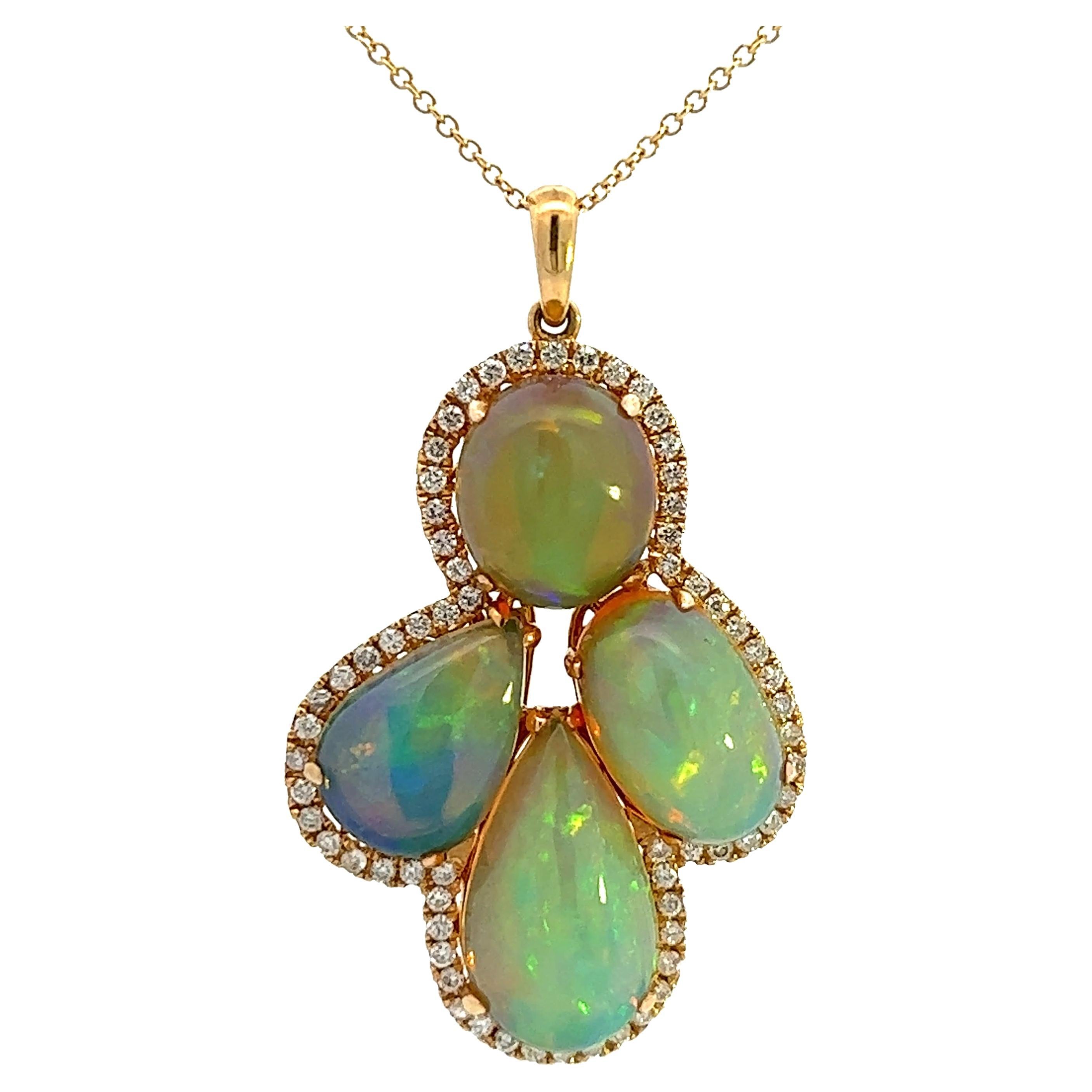 Elegant Opal Pendant with Diamonds