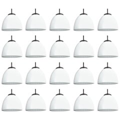 Elegant Opaline Midcentury Glass Pendant and Original Bakelite Galleries, 1960s