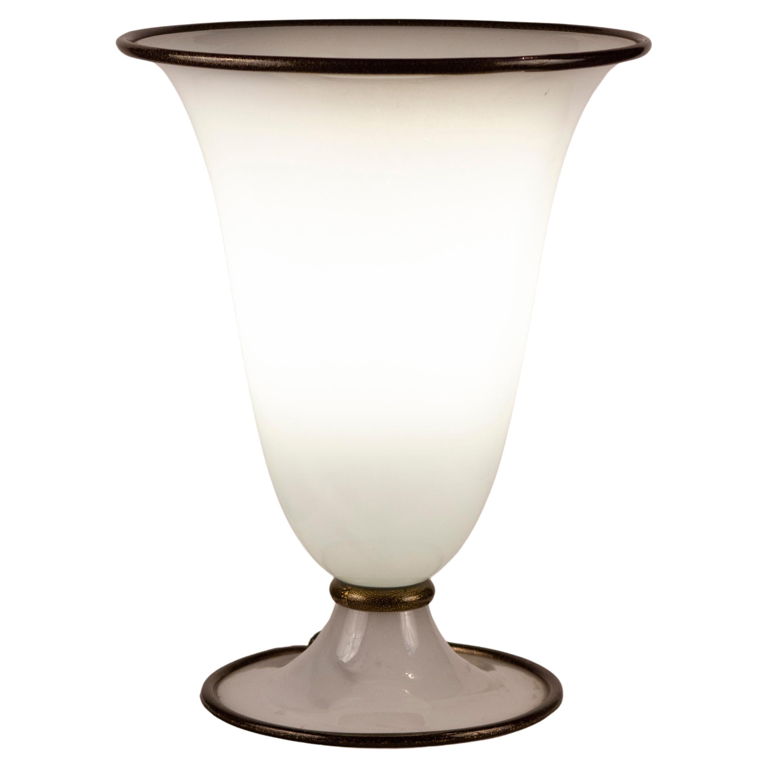 Elegant Opaline Murano Glass Table Lamp by Barovier & Toso Primavera Model 1980'