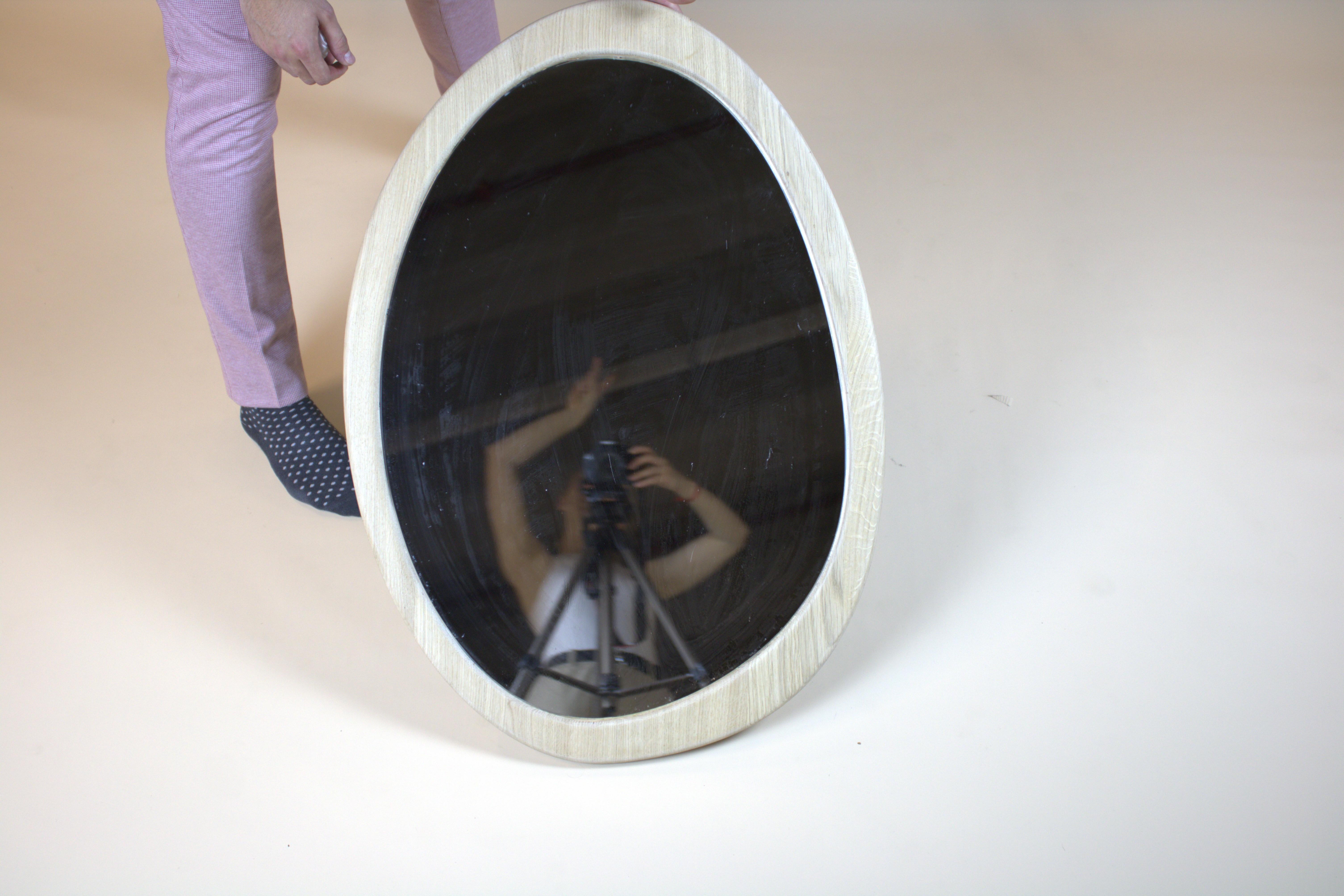 Woodwork Mirror Organic Oak Light Brown Wall 2025 For Sale