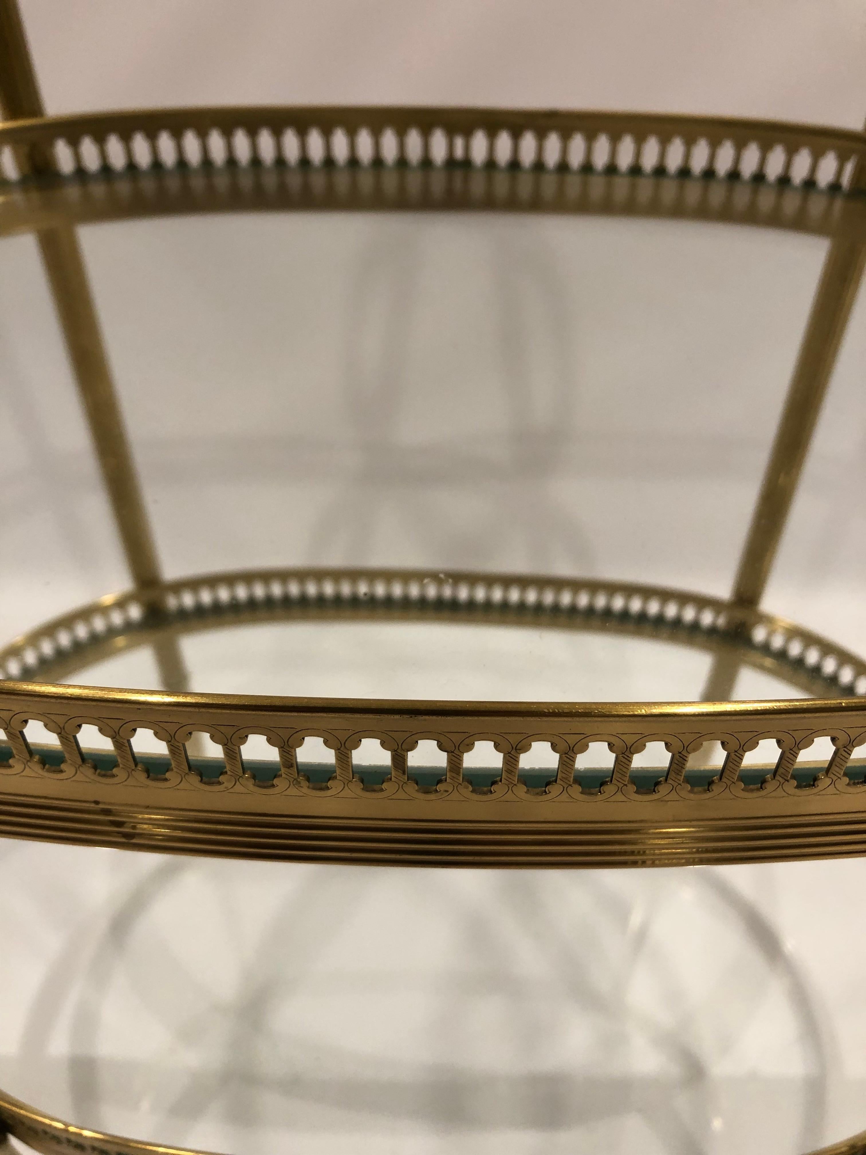 Elegant Oval Brass & Glass 3 Tiered Side Table 1