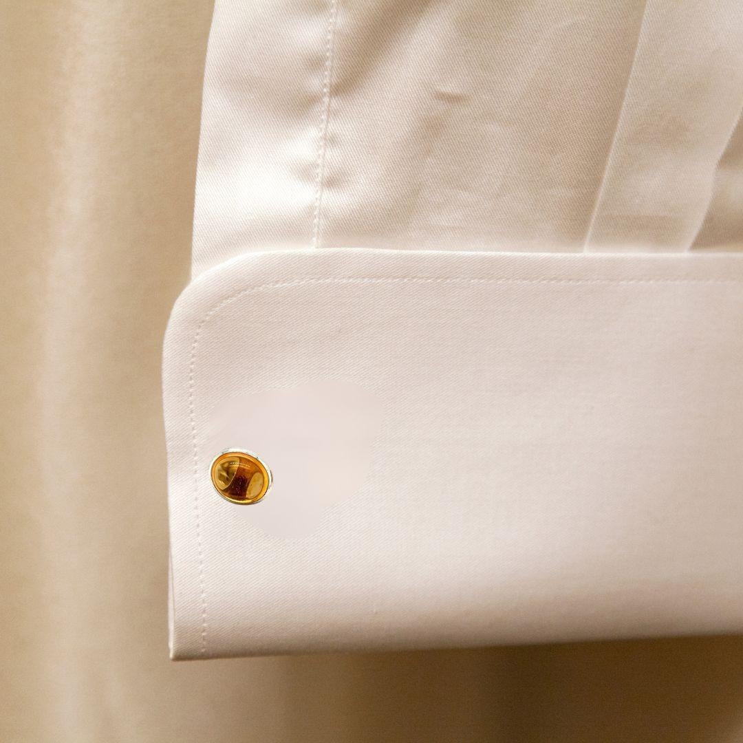 silver cuff links with citrine