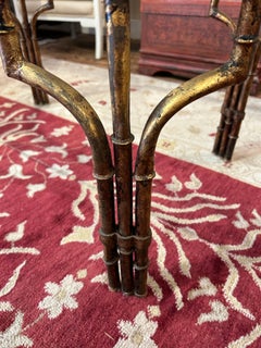 Elegant Oval Gilded Iron and Thick Glass Coffee Table