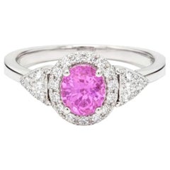 Elegant Oval Pink 14K (18K Custom) Sapphire Diamond Halo Ring