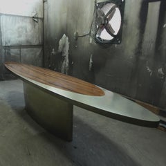 "FIDJI" Elegant Oval Solid Wood and Brass Console Desserte Table