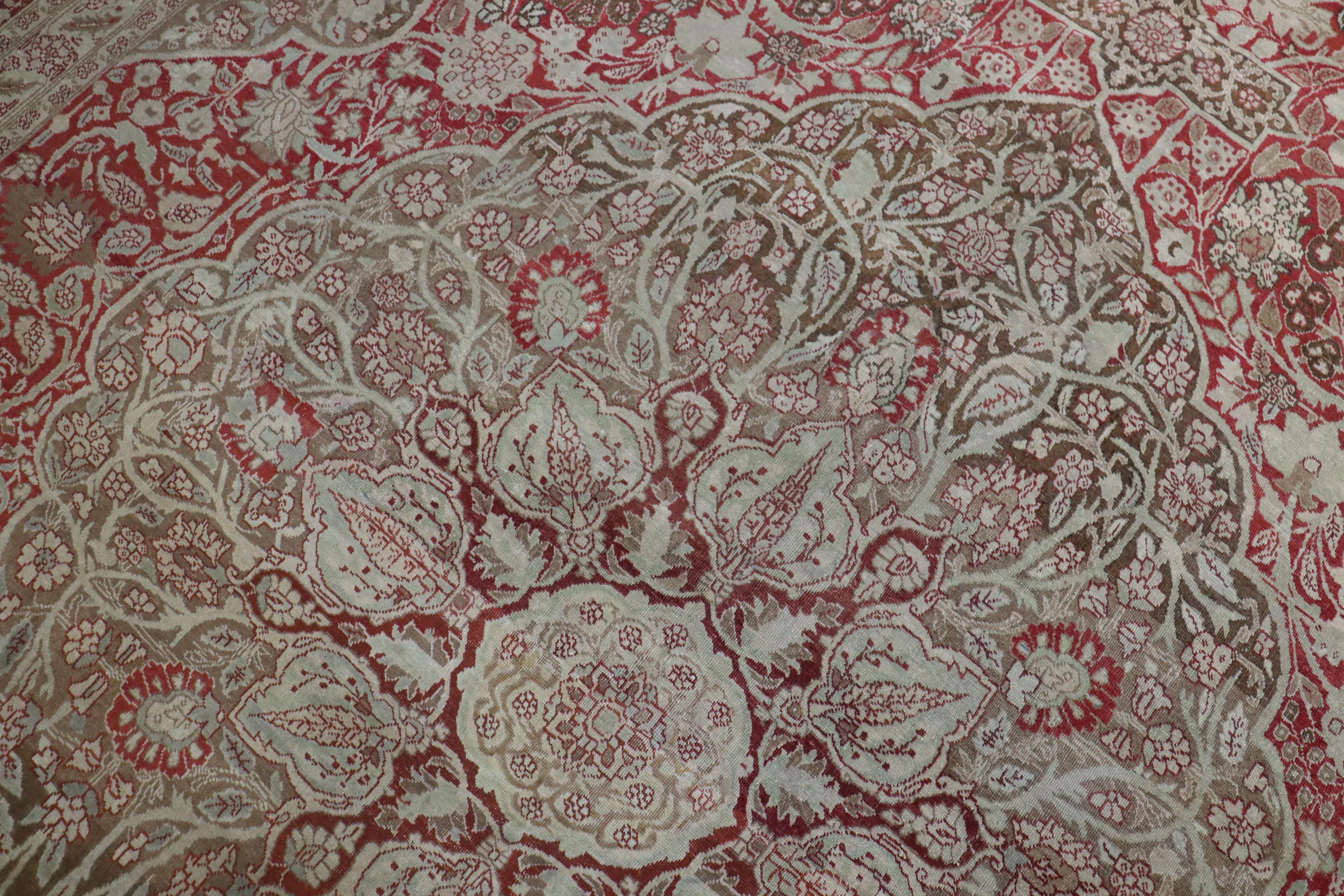 Elegant Oversize Brown Antique Persian Tabriz Carpet For Sale 2