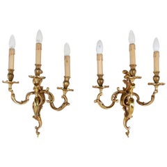 Elegant Oversize Pair of Louis XV Style Bronze Sconces