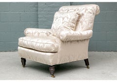 Elegante Silla Club de Damasco Champán Sobredimensionada