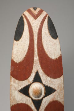 Elegant Painted Tutsi Dance Shield African Tribal Art