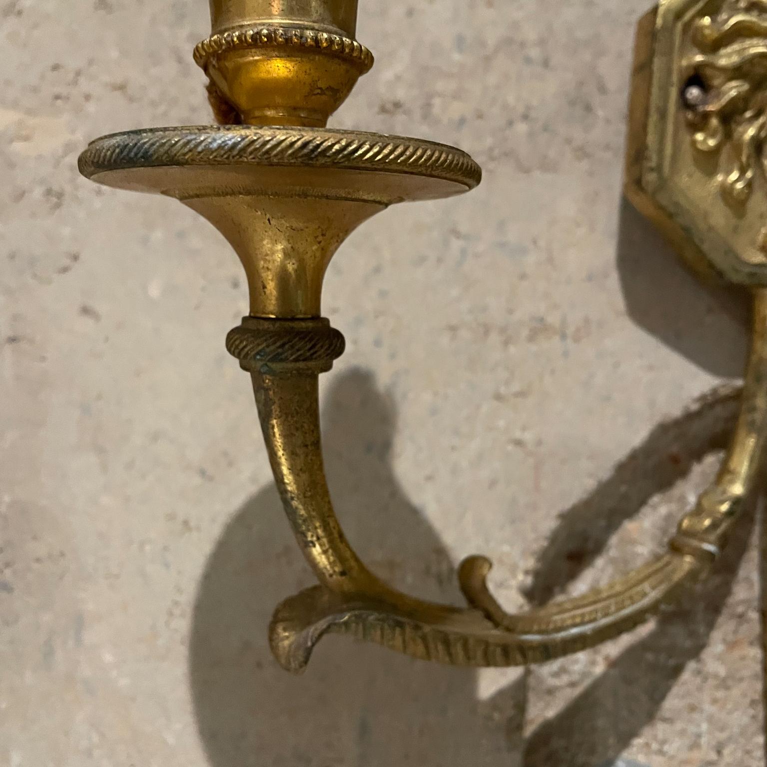 Elegant Pair French Bronze Medusa Figural Two Arm Wall Sconces Late 1800s Europe For Sale 6
