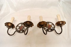 Elegant Pair of 1920's French Wrought Iron Sconces