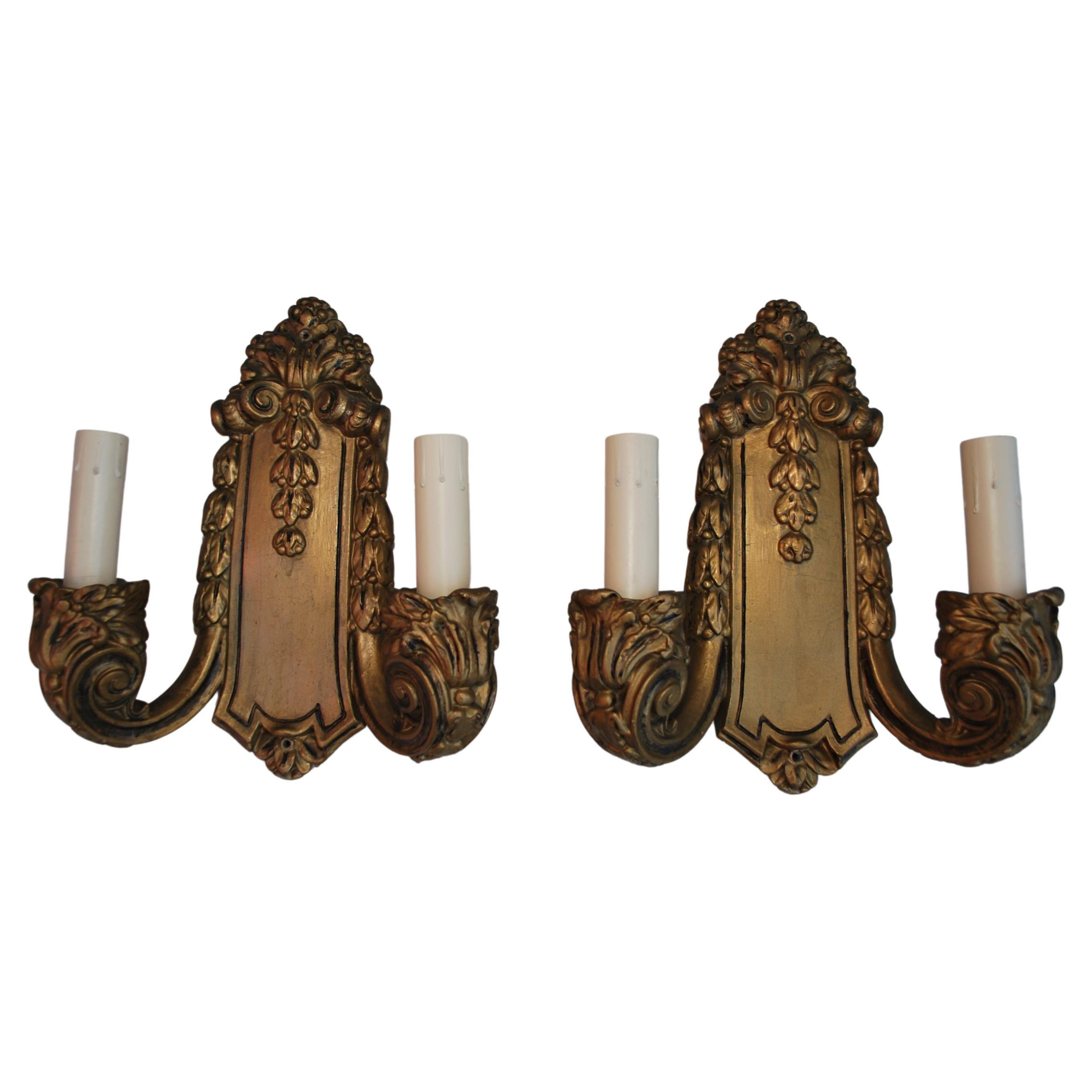 Elegant Pair of 1920s Sconces For Sale