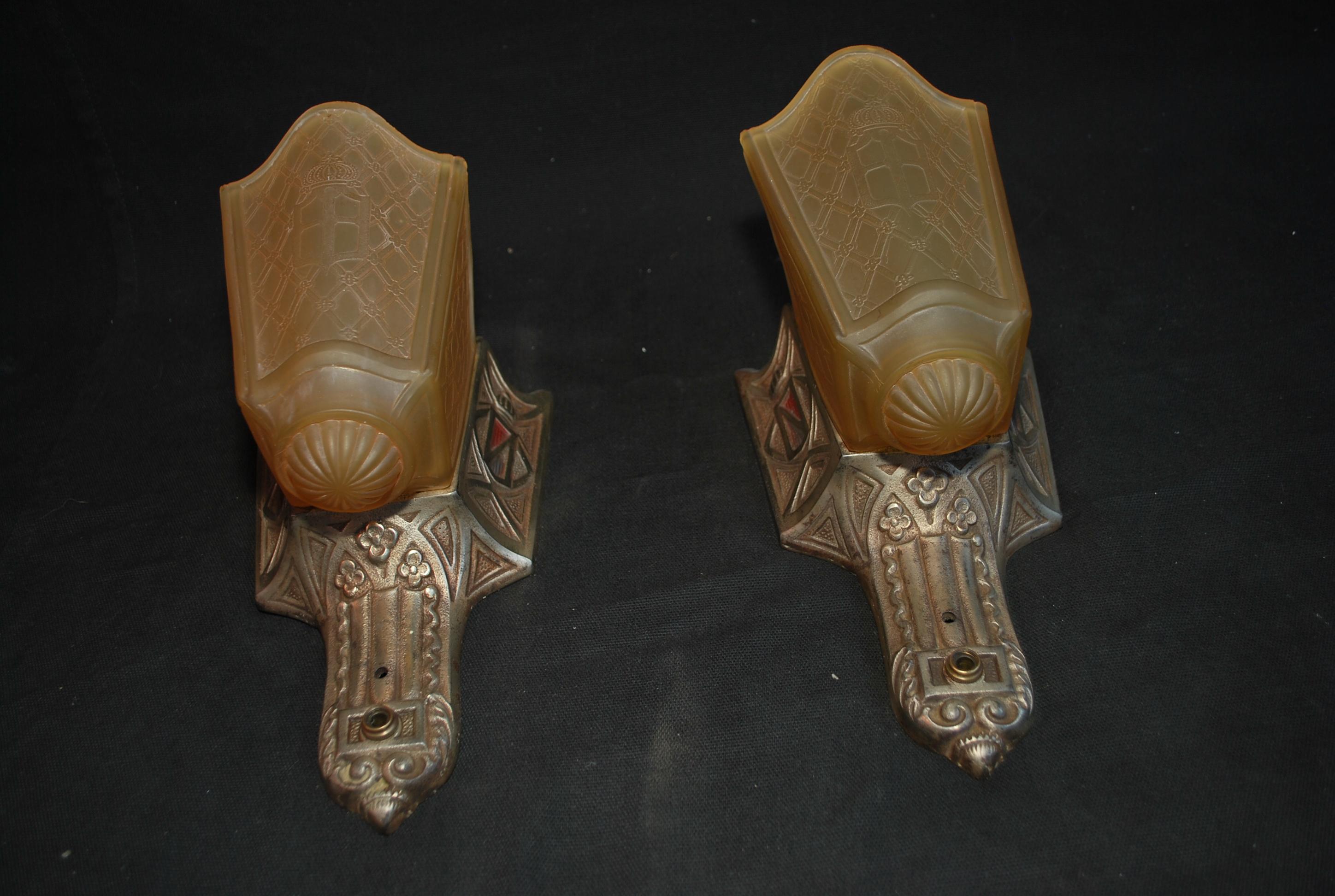 Cast Elegant pair of 1920's silver plated sconces For Sale