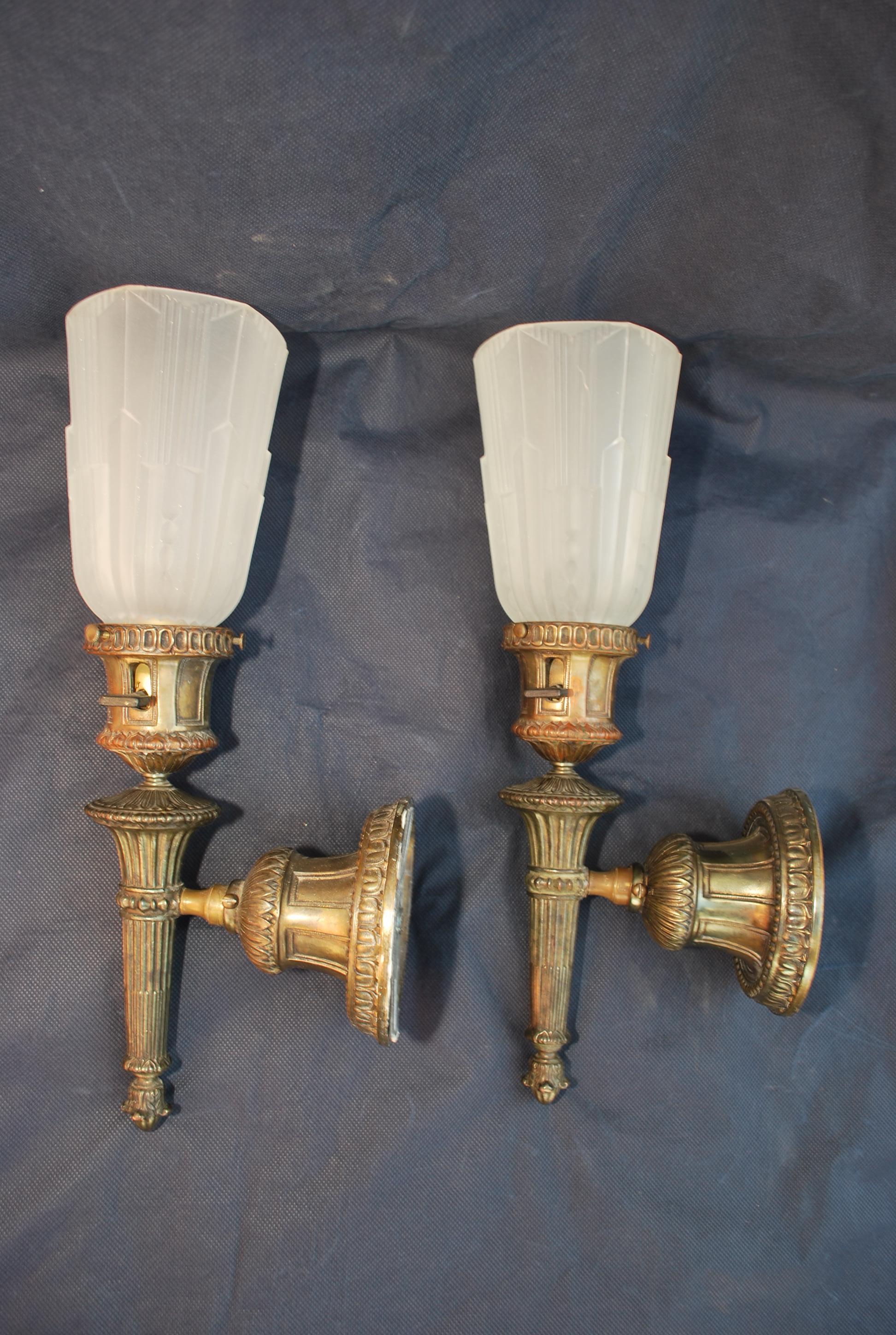 elegant pair of 1920's silver plated sconces For Sale 1