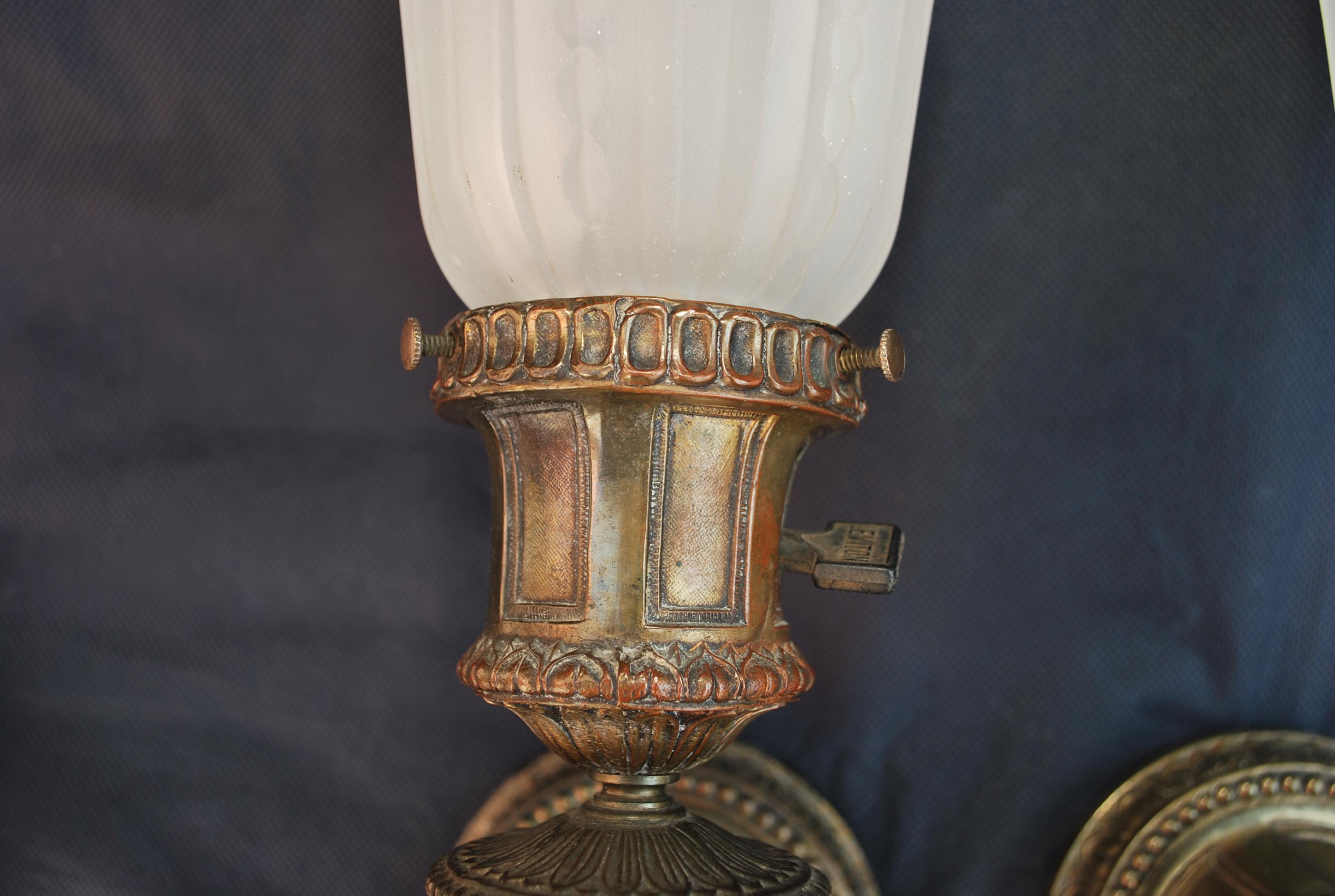elegant pair of 1920's silver plated sconces For Sale 3