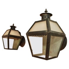 Elegant Pair of 1930s  Copper Outdoor Sconces