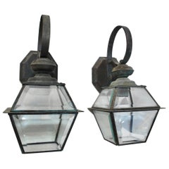 Elegant Pair of 1930s Copper Outdoor Sconces