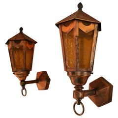 Elegant Pair of 1930s Copper Outdoor Sconces