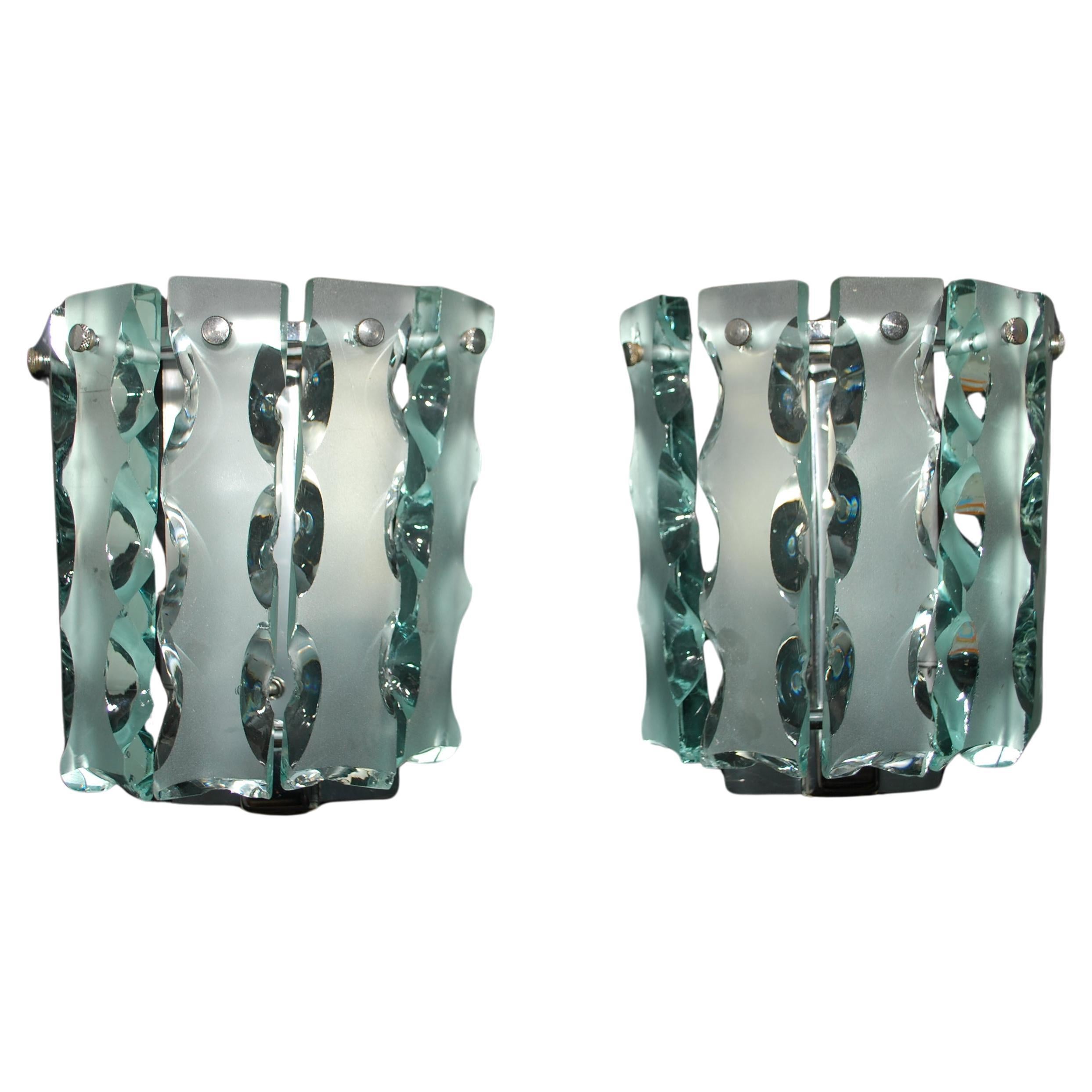 elegant pair of 1970's Italian sconces design by Cristal Arte