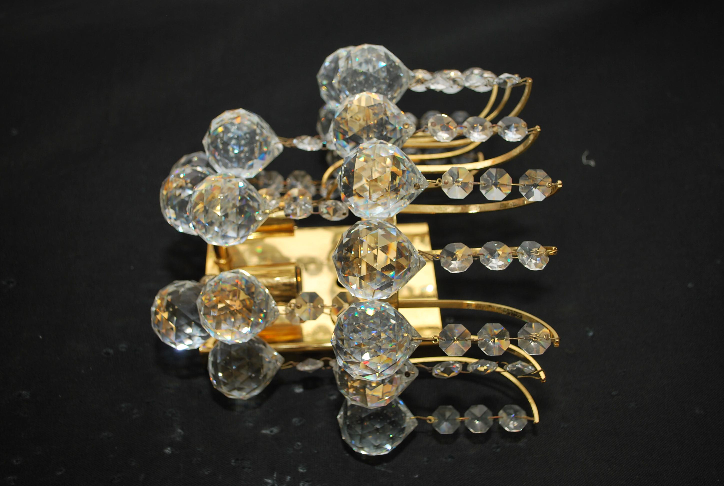 Brass Elegant Pair of 1970's Sconces For Sale